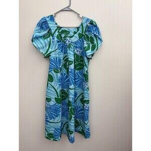 Vintage Hawaiian Reserve Collection Muumuu Dress Green Print Size XL Pullover